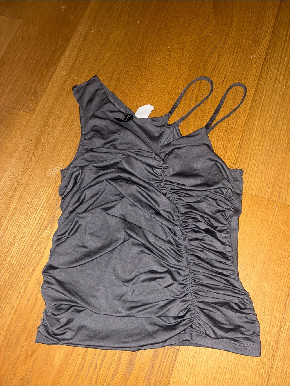 H & M Gray Ruched Spaghetti Strap Tank Top Womens Size Small